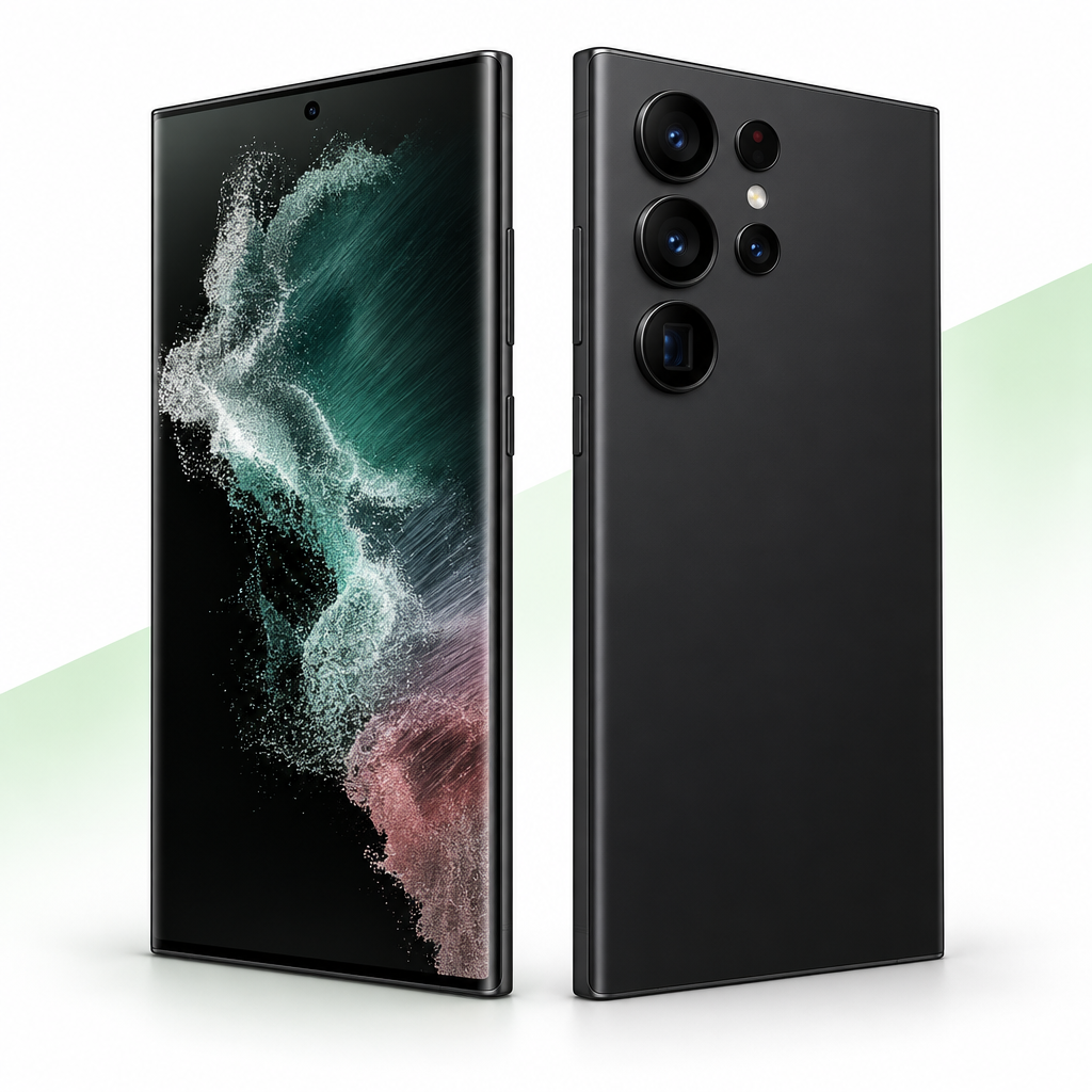 Black Samsung Galaxy S22 Ultra illustration