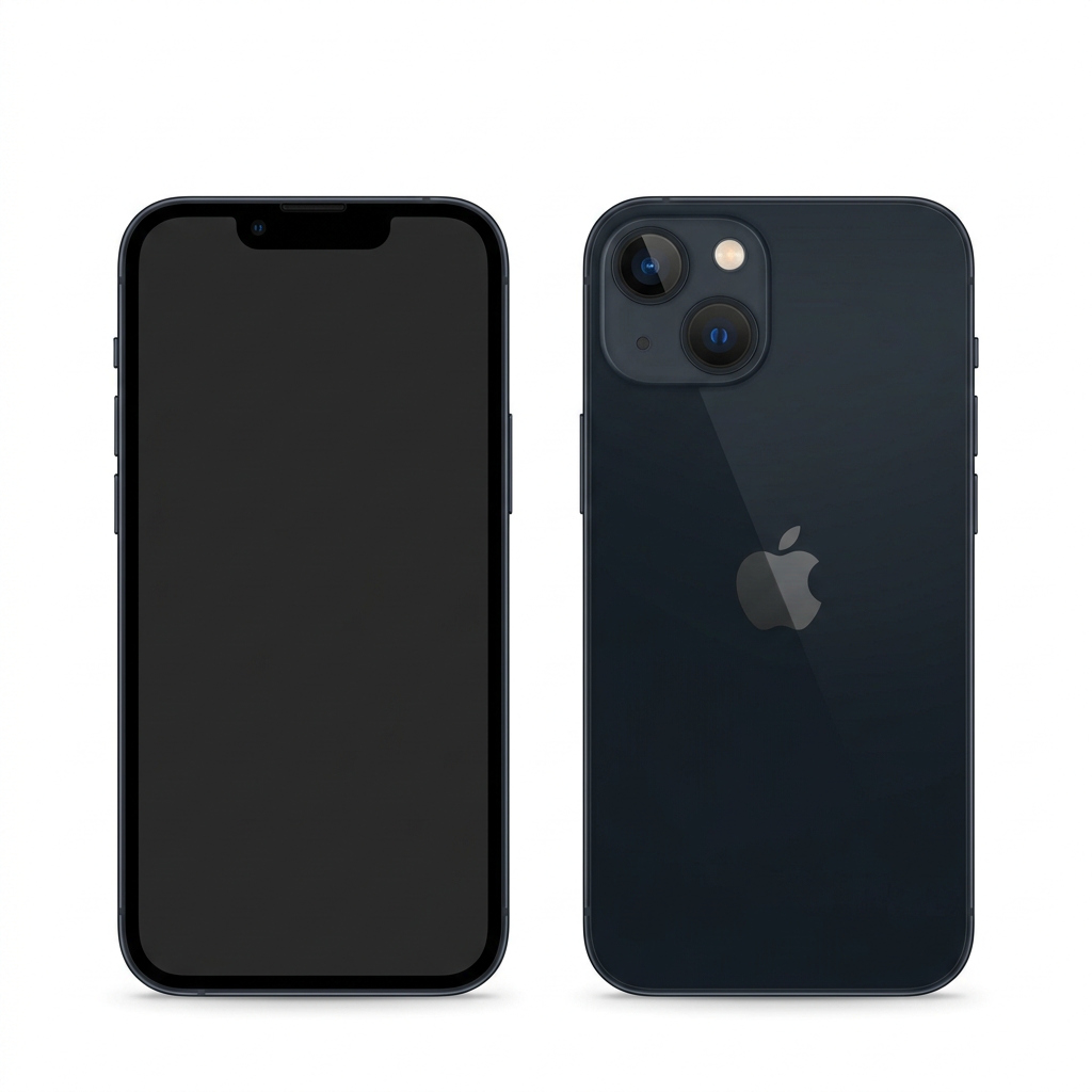 AI-generated Apple iPhone 13 Midnight model-reference illustration, not the actual refurbished unit